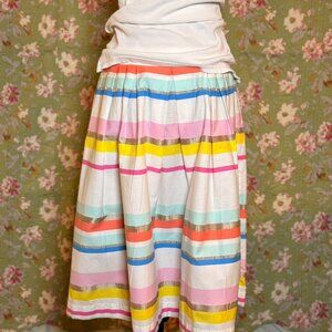Kate Spade Ribbon Cape Rainbow Stripe Pleated Skirt Size 6